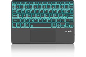 SENGBIRCH Tastiera Bluetooth Wireless - Tastiera Tablet con Touchpad, Tastiera Italiano QWERTY Compatibile con Android/iOS/Windows/PC, Tastiera Trackpad con Retroilluminazione a 7 Colori, Nero
