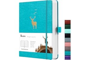 Wiisdatek Lined Journal Notebook, 312 Numbered Pages A5 Hardcover Notebook, 100gsm Thick Notepad, Leather Hardcover for Office Business Writing, 14.5 x 21cm -Blue