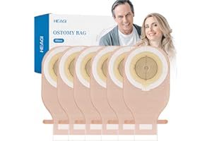 HEAGIMED 60 PCS Sacchetti per Colostomia, Forniture per Stomia, Sacchetto Drenante per Stomia Da 15 Mm-65 Mm per La Cura Dello Stoma Ileostomico, Sacchetti per Stomia Con Gancio E Anello, Tagliati Su Misura