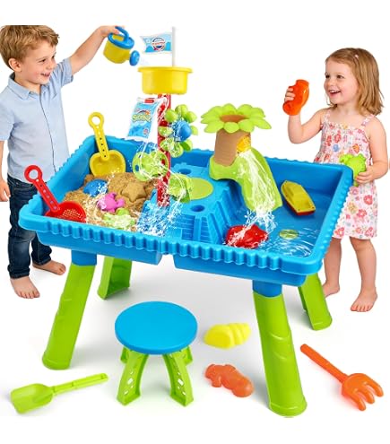 Mesa de arena y agua , bomba sensorial, fregadero de juguete con agua corriente, juegos acuáticos coloridos Mesa de arena y agua , bomba sensorial, fregadero de juguete con agua corriente, juegos acuáticos coloridos