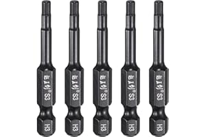 sourcing map 5pcs Hex Head Wrench Drill Bit 3mm(H3) Metric 1/4" Hex Shank 2"(50mm) Length S3 Steel Magnetic Impact Drivers Screwdriver Bit Industrial Grade Hexagon Electric Drill Bits