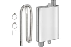 Inscrip Exhaust Pipe Silencer Muffler Kit, 24mm Exhaust Pipe Silencer Muffler, Upgraded Muffler with 120cm Exhaust Hose For Generator, Stainless Steel Exhaust Pipe for Air Diesel Hose Heating (120CM)