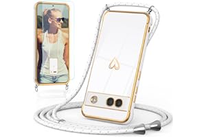 Togestar Handykette Hülle für Google Pixel 7A Handyhülle mit Band und Schutzfolie, Kameraschutz Herz Love Design 360 Grad Stoßfeste Schutzhülle Silikon TPU mit Kordel zum Umhängen, weiß