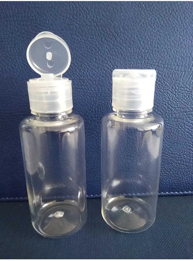 Paradise 100 Adet Şeffaf Plastik Fliptop Kapaklı Pet Likit Dezenfektan Kozmetik Şişesi 50 ml