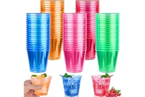 KOIROI 100 vasos de chupito de plástico, 3,5 cl/35 ml, vasos de chupito de neón, vasos de plástico reutilizables, vasos de plástico para bodas, cumpleaños, accesorios de fiesta