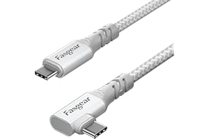 Fasgear kabel USB C na USB C 3,2 Gen 2x2, kąt prosty, 20 Gb/s, 100 W, 4K, monitory, typu C, przewód kompatybilny ze złączem Thunderbolt 3/4, MacBook Pro, iPad Air 4, laptopy, Galaxy S22 Ultra, urządzenia z gnizadem USB-C, 90 cm, biały