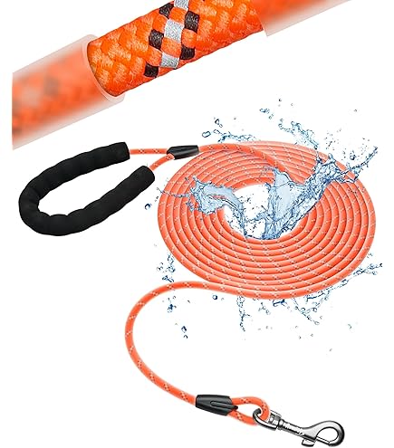 Nylon Feldleine 7mm Neon Orange 30m - Schwimmfähig Mit Abnehmbarem Stopper - Für Hundesport