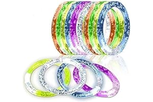 iwobi - Pulsera de 12 piezas, pulsera intermitente, LED reutilizables, coloridas de acrílico, para Halloween, Navidad, concierto, bodas, fiesta, decoración de juguete, 6,5 cm, acrílico, 6,5 cm,