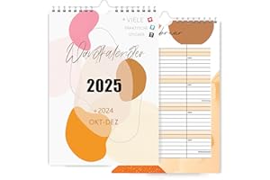 ‎DMHSGIFT DMHSGIFT Planer für Zwei 2025 Familienplaner 3 Spalten,Okt-Dez 2024 Wandkalender und 2025 Paarkalender 21x30cm,Familienkalender 2025 mit Sticker, Urlaubstage, Schulferien