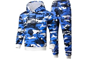 Rrongwn Jogginganzug Herren Trainingsanzug Leicht Turnanzug Freizeitanzug Sportanzug Sport Winter Übergröße Camouflage Print Hoodie Sweatshirt Top Hosen Sets