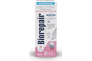 Biorepair, Rince-bouche à haute densité, protection des gencives, avec acide hyaluronique et zinc antibactérien, aide à prévenir les saignements gingifs, sans fluor, alcool et chlorhexidine, 500 ml