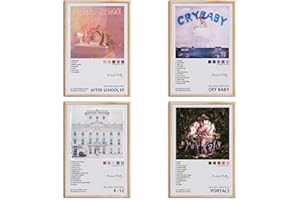 OMLE Melanie Martinez Signed Limited Posters Music Album Cover Posters Canvas Wall Art HD Prints Room Aesthetic Pictures Set of 4 for Music Classroom Girls Bedroom Wall Decor Art 8x12 inch Unframed