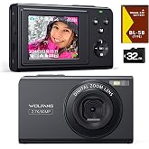WOLFANG Digital Camera, 2.7K Kids Photography Camera Portable Compact Photo Camera 50MP with 16X Zoom, Rechargeable Camera fo