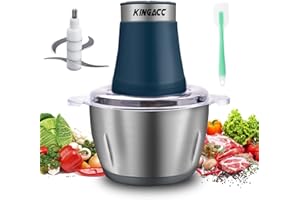Tritatutto da Cucina Elettrico 300w, KingAcc Robot da Cucina 2 L con 4 Lame in Acciaio Inox, 2 Velocità, Frullatore Mixer Cucina Tritacarne multifunzione per Carne,Verdure,Frutt,Cibo per Neonato