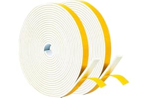 DURDIIY Taśma klejąca Pianka uszczelniająca do okien,2 objętości x 4 m,8m / 26ft,Biały Uszczelka Listwa uszczelniająca,Uszczelka okienna przesuwne,przesuwne taśma uszczelniająca pianka uszczelniająca do drzwi (12 * 3 mm)