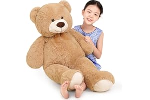 SNOWOLF Gigante XXL Orsacchiotto di Peluche 110cm, Teddy Bear Teddybär Kuschelbär Orsacchiotto Grande Morbido Regalo per Compleanno, San Valentino o Natale (1.1m, marrone chiaro)