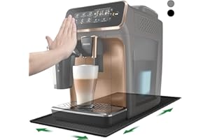 Inwee Tappetino per Macchina del Caffè con Bordo 48x30cm in Silicone Antiscivolo, Adatto per Siemens EQ6, De Longhi Magnifica e Philips LatteGo (Nero)