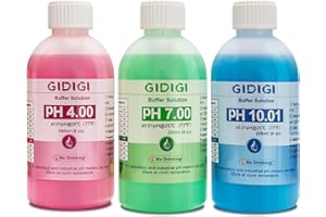 GIDIGI Kit di soluzioni tampone per la calibrazione del misuratore pH, inclusi pH 4,00, 7,00, 10,01, soluzione tampone per la calibrazione della sonda pH, liquido tampone pH da 250 ml ciascuno (250 ml*3)