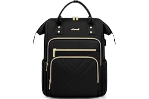 LOVEVOOK Laptop Backpack Womens, 15.6 inch Laptop Rucksack Bag for Women, Large Ladies Backpacks Waterproof School Bags with USB Port, Fashion Daypacks for Uni College Work Travel, Black