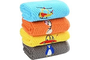 FADCAER Lot de 4 serviettes de toilette en coton pour enfant, 50x25cm Petite Serviette Main pour enfants, Serviettes de toilette douces et réutilisables pour enfants pour les mains, le visage (Coloré B)