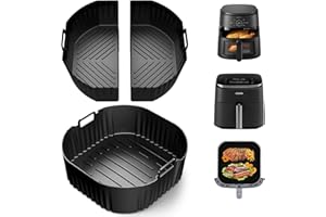 KUNOLI 3 Pièces Moule Silicone Air Fryer, Plat Air Fryer Accessoires 2 x 3.1L + 1 x 6.2L pour Philips 2000 Série NA230 XL 6,2L, Cecotec Cosori Turbo Blaze 5,5L 6L 6,2L, 22cm Réutilisable Airfryer Accessoires