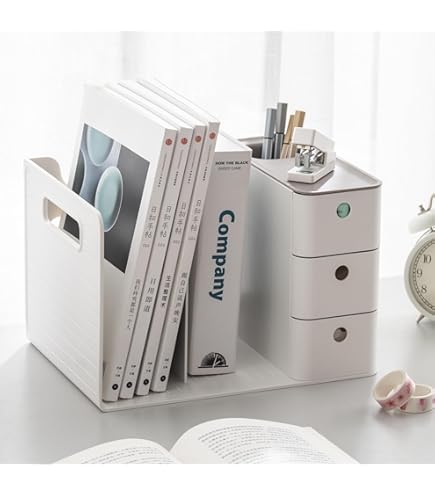 White Desktop Storage Organiser With 3 Drawers - PP Plastic Multipurpose Storage Box Desk Top Shelf Rack For Office Supplies Files Books~p96477500 - View #8