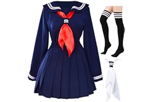ELIBELLE Classic Japanese School Girls Sailor Dress Shirts Uniform Anime Cosplay Costumes with Socks Set