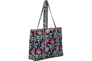 SCORPIONBLISS Indian Cotton Quilted Tote Bag Women shoulder Bag Carry, shopping Beach Bag Summer Holiday Essentials Shopping Travel Bag with Pockets Handbags for Women