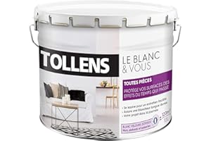 Tollens - Peinture Blanche Velours - Toutes Pièces - Pour Murs, Plafonds et Boiseries - Opacité Renforcée - Sechage rapide - Lessivable - Fabriqué en France - Blanc - 10L = 120m2