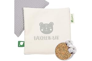 ‎HERBALIND Herbalind Duftendes Bio Wärmekissen für Baby & Kinder - Bäuchlein Bär - Körnerkissen Kräuterkissen mit Kräutermischung, 100% Baumwolle, 19x19 cm als Geschenke Geburt