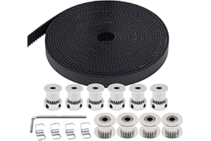 TUZUK 5M GT2 Timing Belt 10mm Width + 6pcs 20 Teeth 5mm Bore Timing Pulley Wheel + 4pcs 20 Tooth Bore 5mm Idler+4pcs Tensioner Spring Torsion,for 3D Printer