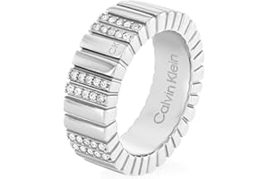 CALVIN KLEIN JEANS Calvin Klein Anillo para Mujer Colección MINIMALISTIC METALS en Acero Inoxidable Adornado con Cristales - Disponible en Diferentes Tallas