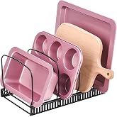 Toplife Plate Lid Organizer Lid Holder with 10 Adjustable Dividers Dish Drying Rack Kitchen Pot Lid Holder Black