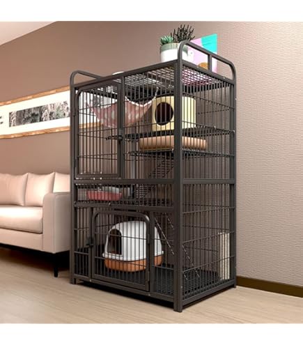 Mispace Katzenkäfig Faltbar - 100x55x60cm Mit Zwei Fächern & Hängematten