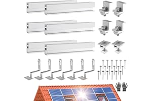 ENERHUB Solar Halterung Ziegeldach Montageset für 2 Module, 6×300MM, Dachhalterungen Solarmodule, Anodenaluminium Solarmodul Halterung, 30-35MM Verstellbar Photovoltaik Ziegeldach Befestigungssystem