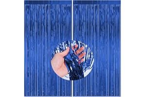 CC wonderland zone Pack of 2 Blue Tinsel Curtains - Metallic Foil Curtains (1 m x 2 m) Tinsel Curtain for Party Decoration
