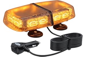 ‎JUSTECH Justech 72 LED Rundumleuchte 7 Modi 12/24V Blitzleuchte Schraube Starker Magnet Amber Warnleuchte Notfallblinklampe Wiederherstellungswarnung gelbes Decke Licht 36W 5m Netzkabel Steuerschalter