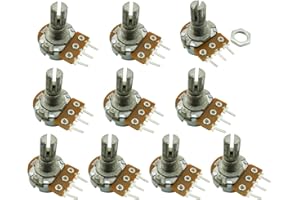 Aihasd 10pcs B20K 20K Ohm Ajustamiento Soltero Lineal Giratorio Afilar potenciómetro Shaft 15 mm