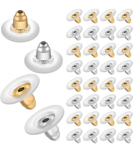 200 Chiusure Silicone Per Orecchini, Universali Oro E Argento, 10.5x6.0mm