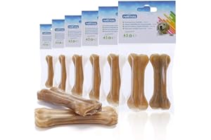 Nobleza - 12 Pezzi Osso Pressato per Cani Pelle Bovina Rinforzante per Denti Bastone Dentale Snack per Cani 7.6 cm