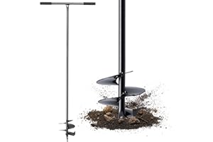 KADAX Fence Post Auger, Manual Hand Spiral Drill for Garden, Post Hole Metal Digger, Ground Digger for Gardening, Planting (Black, 150 mm)