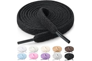 Stepace 2 paia Lacci Piatti in 100% Cotone (largi 8 mm) Stringhe per scarpe da ginnastica, scarpe da lavoro, scarpe sportive, scarpe da corsa