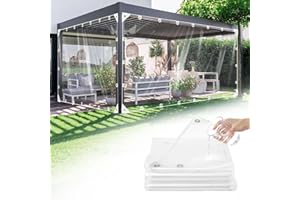 GKXLH Tarpaulin Waterproof Heavy Duty - Upgraded Resistant PVC Clear Tarpaulin 2m x 3m, Thicken 400 g/m² Outdoor Garden Large Tarpaulins, Frost-Resistant, Windproof Transparent Tarp for Outdoor Use