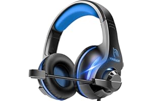 YINSAN Gaming Headset, Xbox One Headset, PS4 Headset Soround Stereo Gaming Headphones with Mic & LED Light, Over-Ear Soft Memory Earmuff, Compatible with PC/PS4/Xbox One/Switch (Navy Blue)