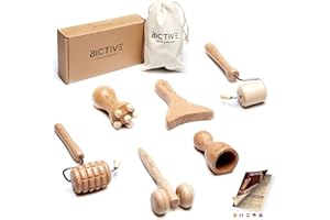 BICTIVE® Kit Maderotherapie Visage de 6 Pièces et Sac. Masseur Visage, Skincare Kit, Rouleau Visage, Guasha pour Visage, Massage Visage Anti Age, Face Roller, Kit Soin Visage, Massage Lymphatique
