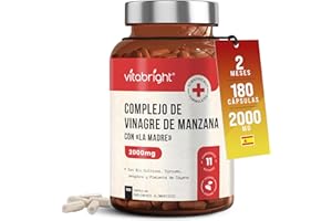 Cápsulas de Vinagre de Manzana con la Madre sin Filtrar | 180 Cápsulas – 2 Meses | Vinagre de Sidra con Complejo de Especias para el Metabolismo y la Figura | VitaBright Apple Cider Vinegar