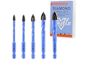 VENJELD Masonry Drill Bits Set - 5/6/8/10/12mm 5Pcs Carbide Drill Bit for Wood Plastic Masonry Ceramic Tile - Quick Change Hex Shank with Storage Case