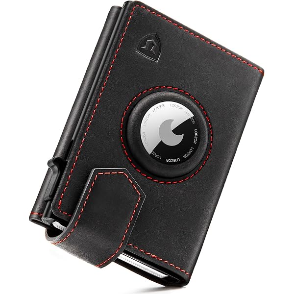 DONBOLSO Slim Wallet Austin Air | Minimalista push-up porta carte in pelle con scomparto Apple AirTag | Spazio per 10 carte | Protezione RFID | Portafoglio compatto con portamonete da uomo, vintage