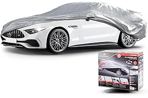‎WALSER WALSER Autoabdeckung All Weather Light Vollgarage Größe L hellgrau, wasserdichte Autogarage, Staubdicht mit UV Schutz, verstärkte Gurtbefestigung