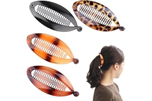 NYGGTYK Lot de 4 pinces à cheveux en forme de queue de poisson, grandes pinces à cheveux bananes, extensibles, pinces à cheveux colorées, pinces à cheveux pour queue de cheval, accessoires de cheveux pour